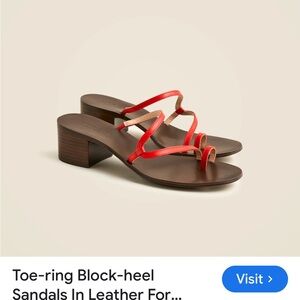 J. Crew Red Leather Toe-Ring Sandals